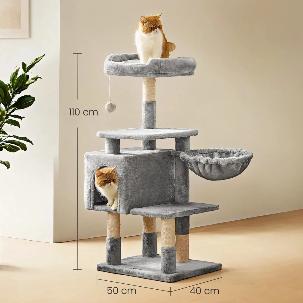 Arranhador para gatos 50 x 40 x 110 cm Cinzento claro