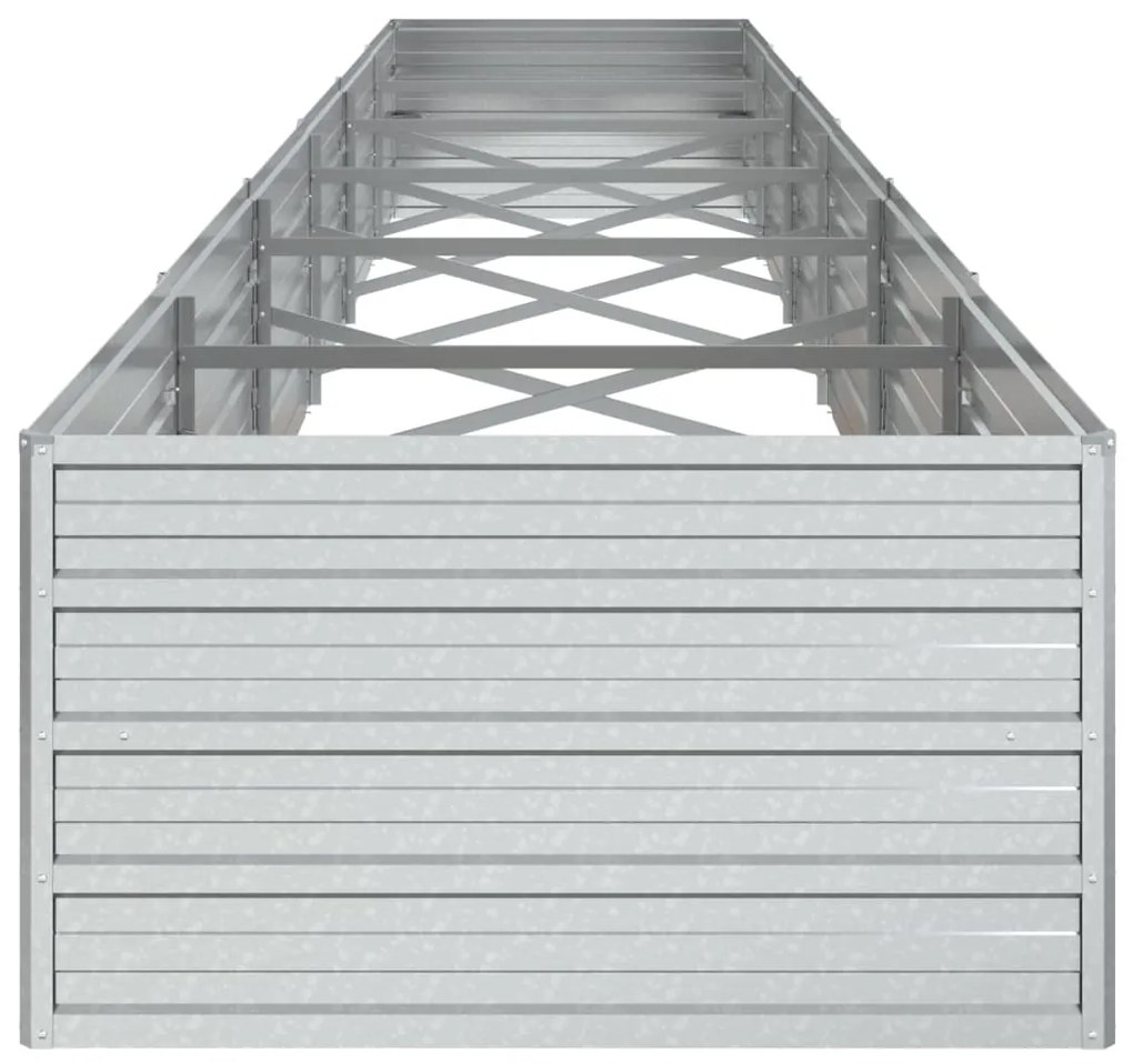 Canteiro elevado de jardim 480x80x45cm aço galvanizado prateado