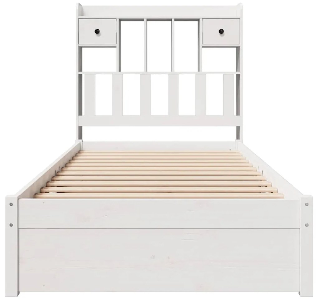 Cama com estante sem colchão 75x190 cm pinho maciço branco