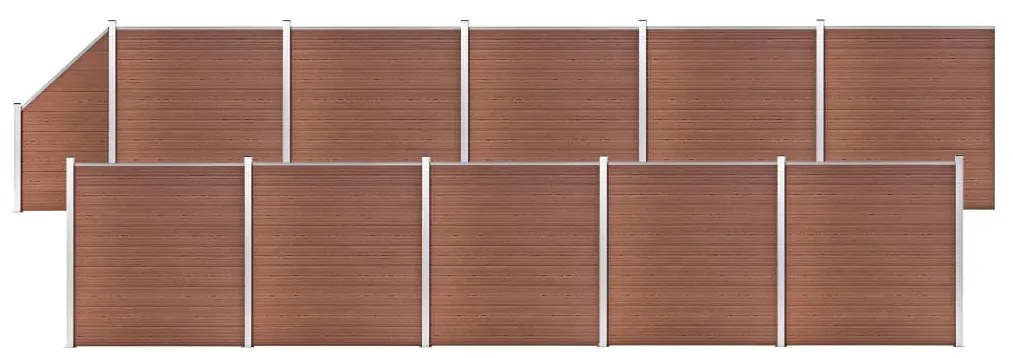vidaXL Painel vedação WPC 10 quadrados+1 inclinado 1830x186cm castanho