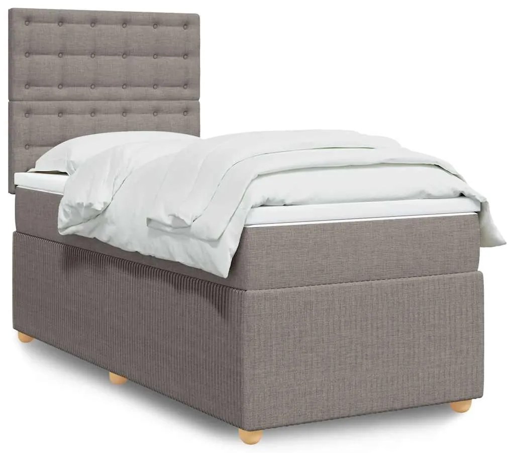 Cama com molas/colchão 90x190 cm tecido castanho-acinzentado