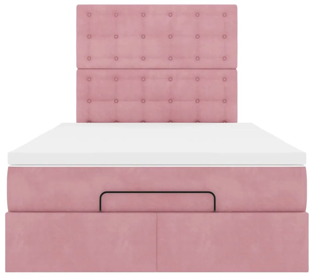 Estrutura de cama otomana com colchões 120x200 cm veludo rosa