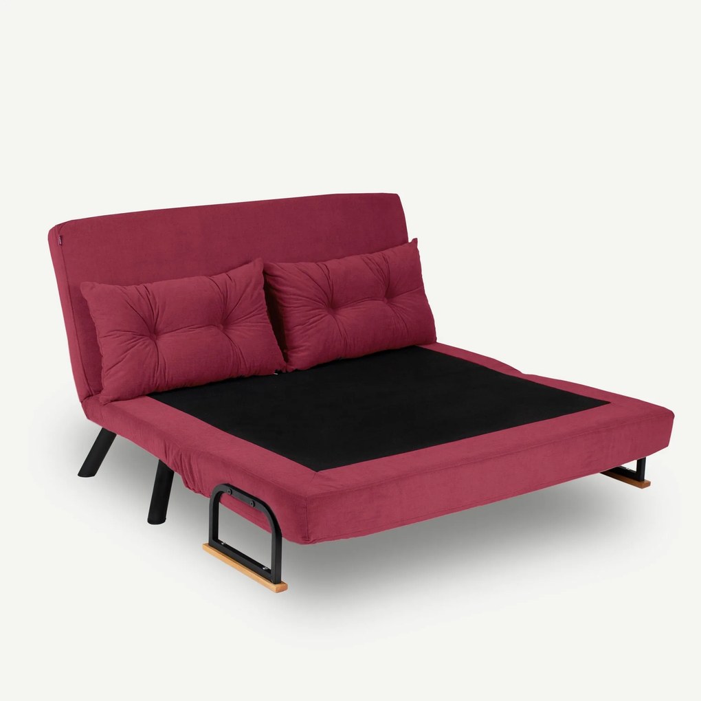 Sofá-Cama de 2 Lugares Sando – Cor de Vinho – Medidas: 50x133x41 cm