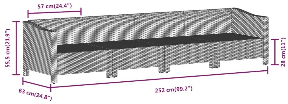 8 pcs conjunto lounge de jardim c/ almofadões vime PE cinzento