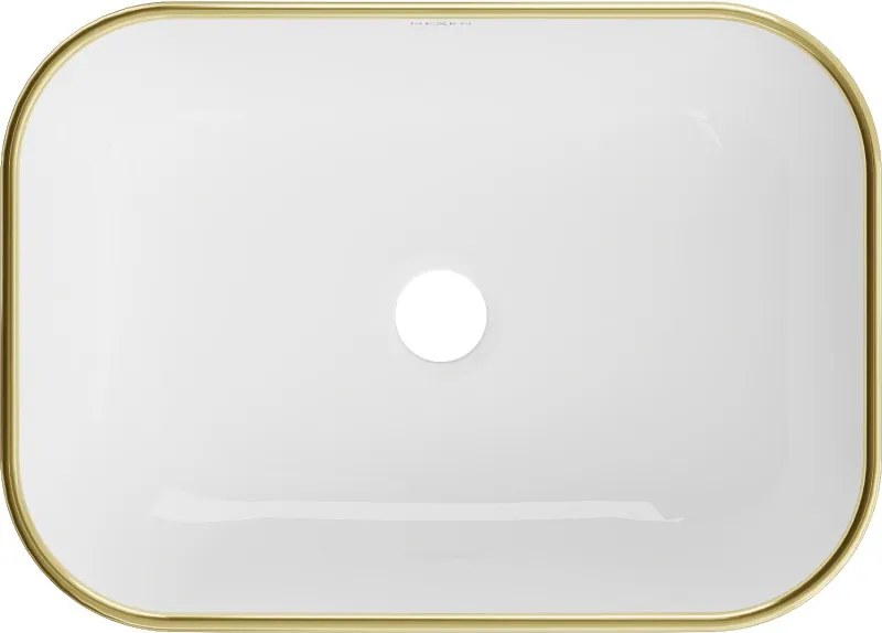 Mexen Rita lavatório de bancada 45 x 32 cm, branco/orlado de ouro - 21084505