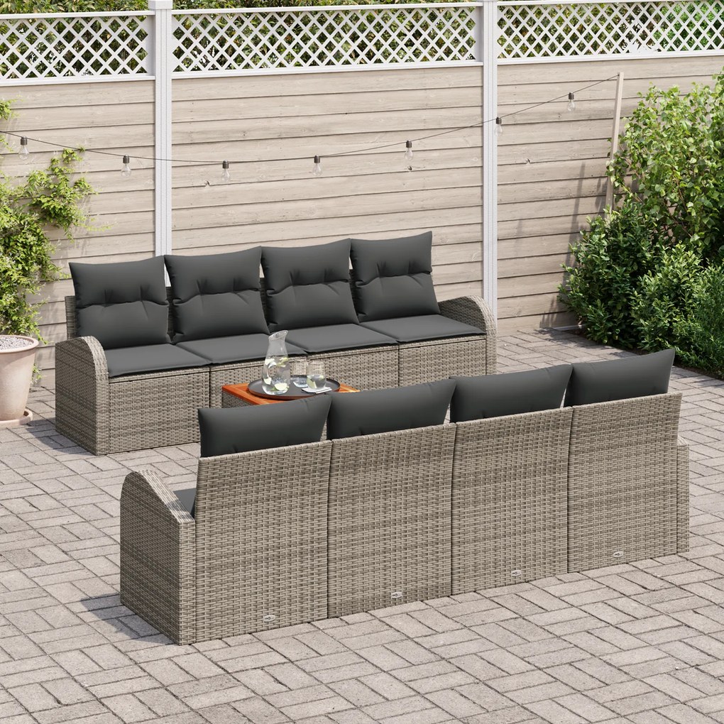 Conjunto de Sofás de Jardim vidaXL de 9 Peças com Almofadas em Rattan