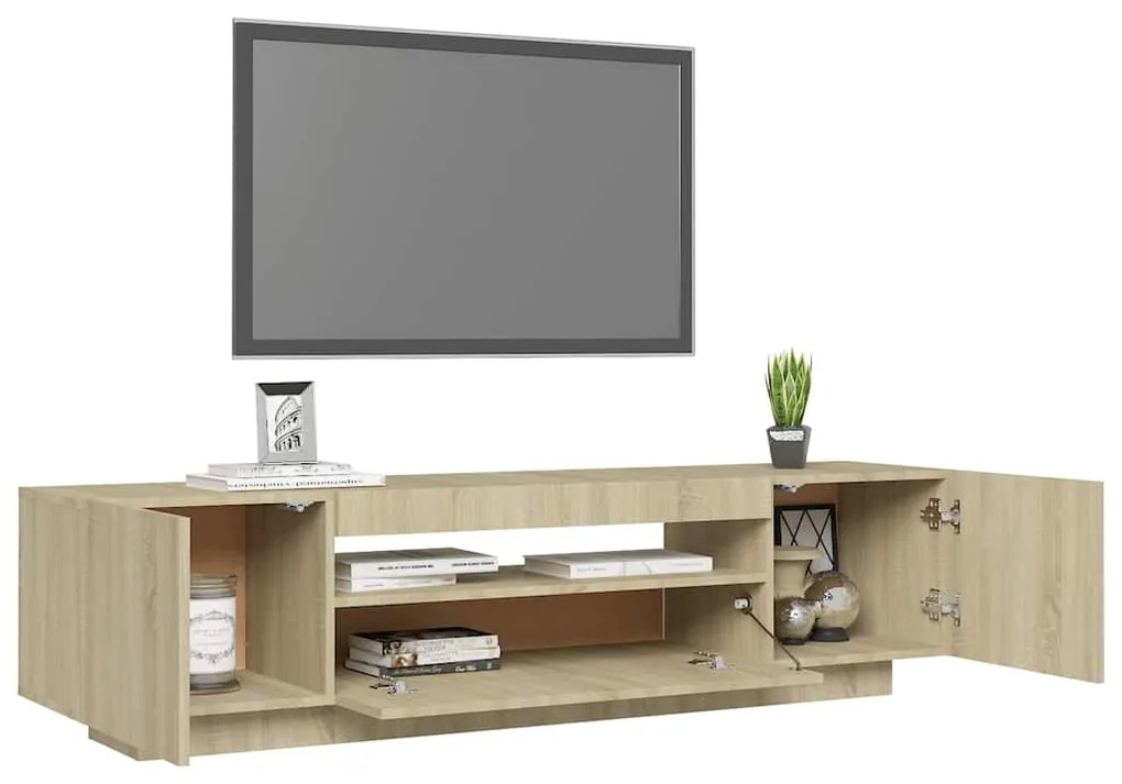Móvel de TV com luzes LED 160x35x40 cm carvalho sonoma