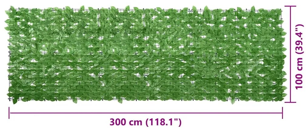 Tela de varanda com folhas verde 300x100 cm