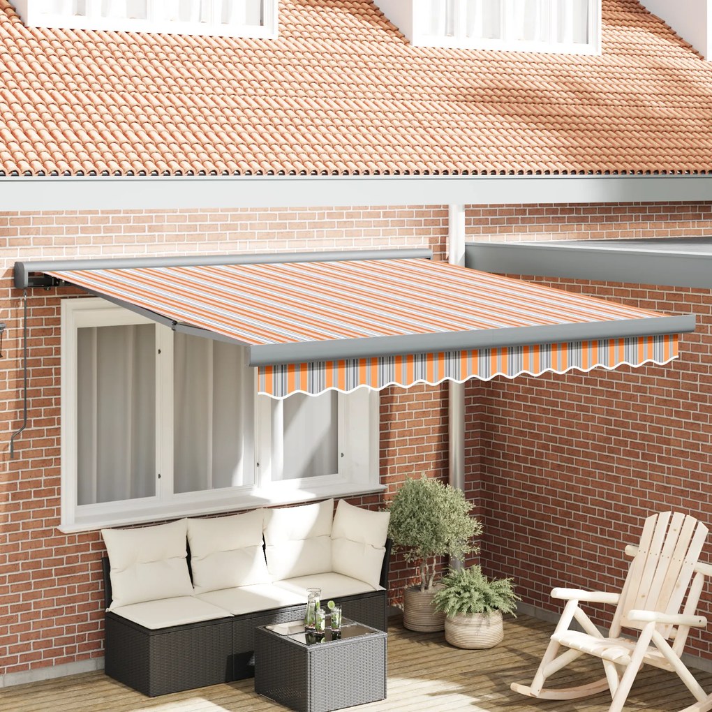 vidaXL Toldo Retrátil Manual Listrado Multicolorido 300x250 cm