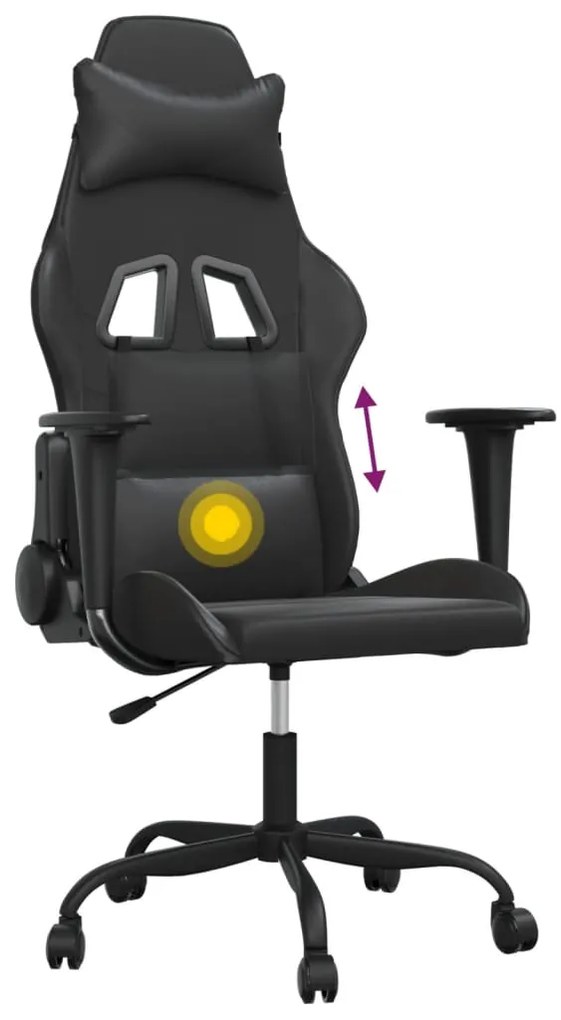 Cadeira gaming de massagens couro artificial preto