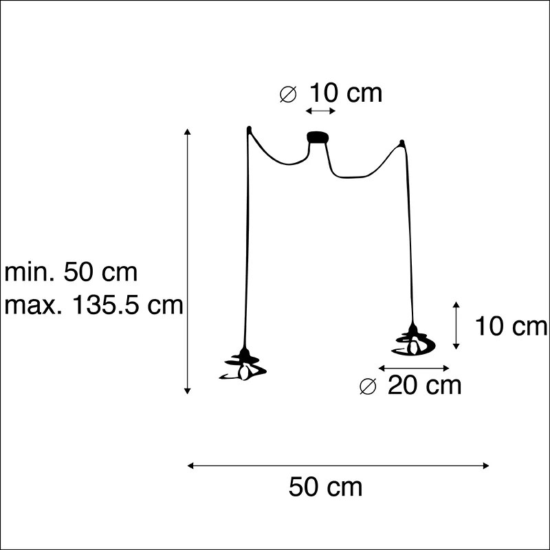 Candeeiro de suspensão de design 2 luz com cúpula em espiral 20 cm - Scroll Design,Moderno