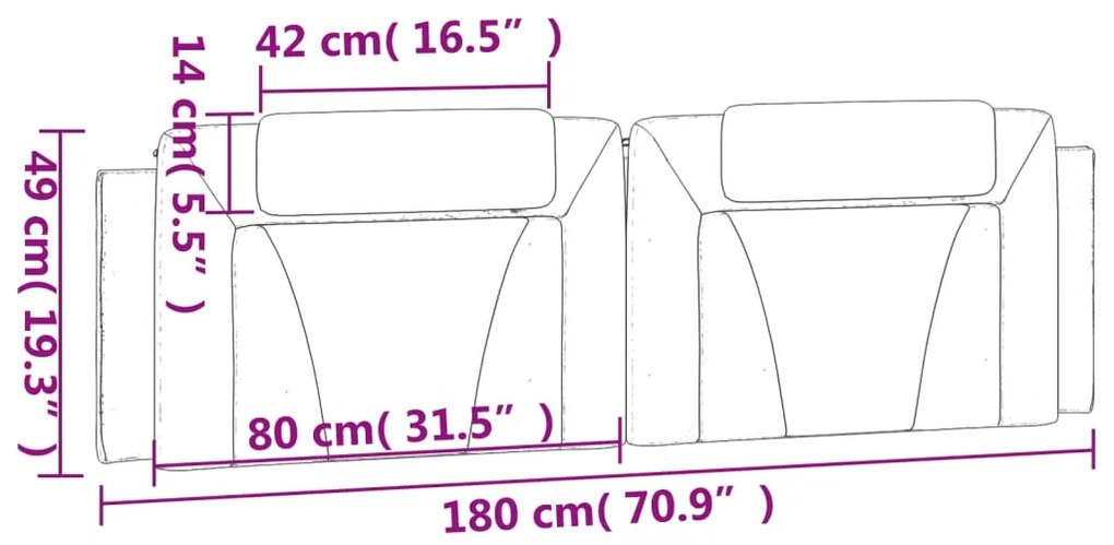 Almofadão de cabeceira 180 cm couro artificial castanho