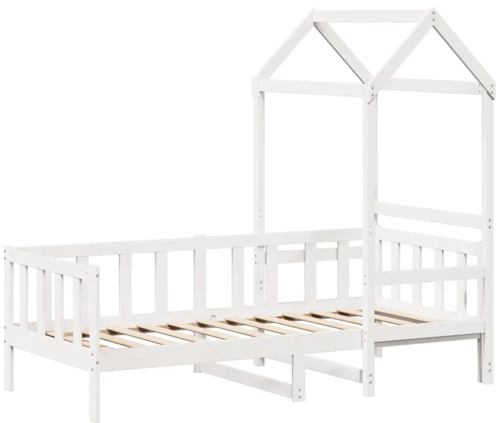 Sofá-cama com telhado 90x200 cm madeira de pinho maciça branco