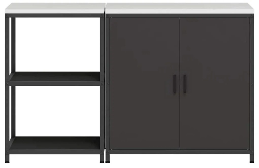 Conjunto de Armazenamento de Cozinha com prateleira 2 pcs Preto
