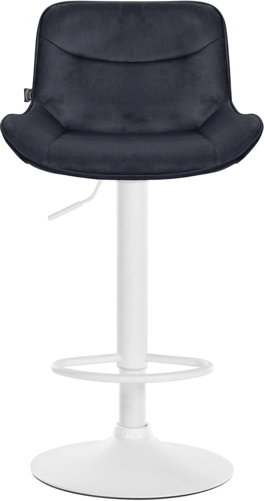 Banco alto em veludo com estrutura branca 85-106 x 49 x 51 cm preto