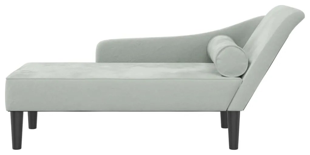 Chaise lounge com almofadões veludo cinzento-claro