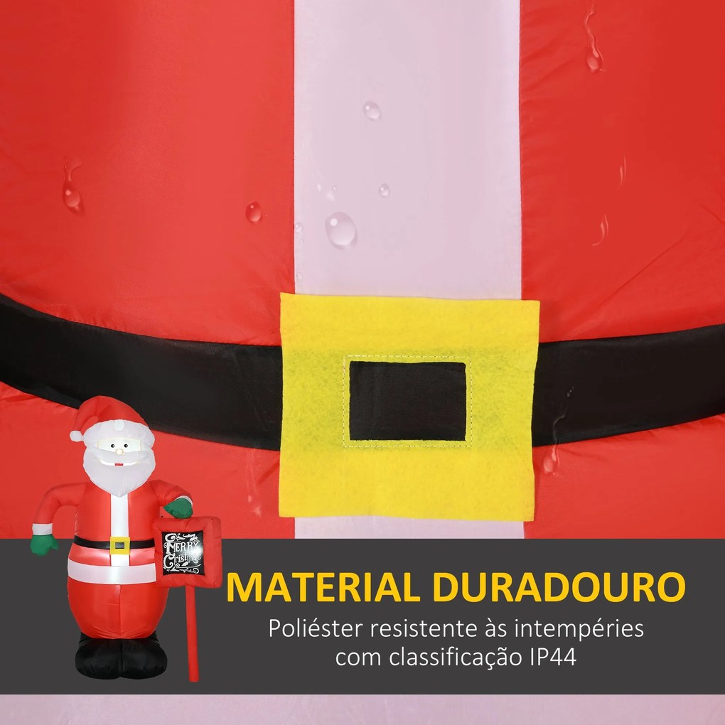 HOMCOM Pai Natal Insuflável com Placa Insuflável de Natal com 3 Luzes