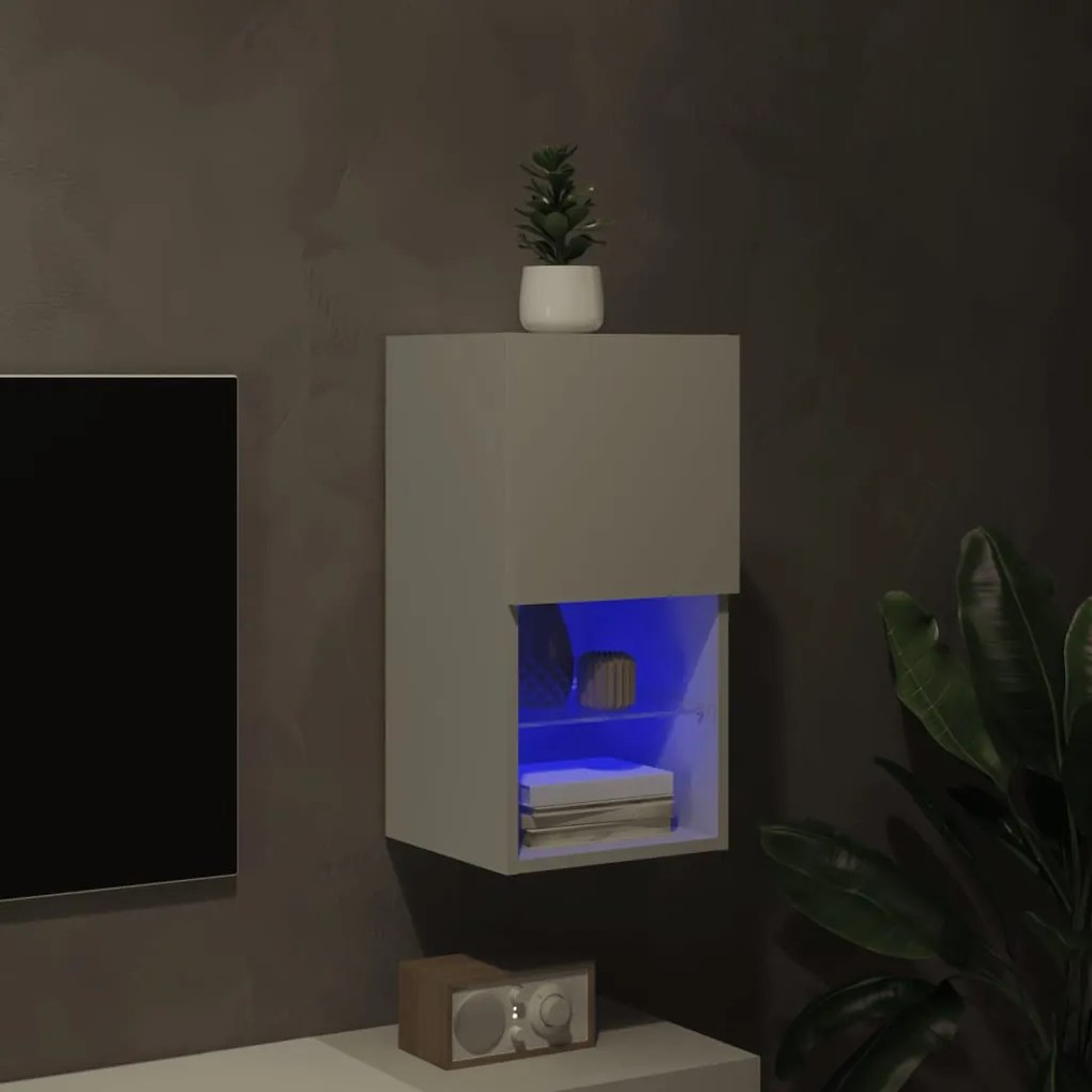 Móvel de TV c/ luzes LED 30,5x30x60 cm branco