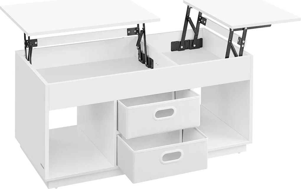 Mesa de centro com 2 gavetas e compartimentos 50 x 100 x 48 cm/62,3 cm Branca