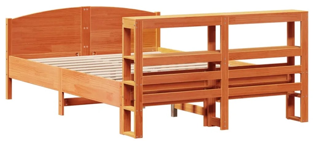 Cama sem colchão 140x190 cm pinho maciço castanho-mel