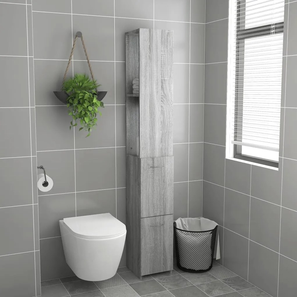 Armário WC 25x26,5x170 cm derivados de madeira sonoma cinzento