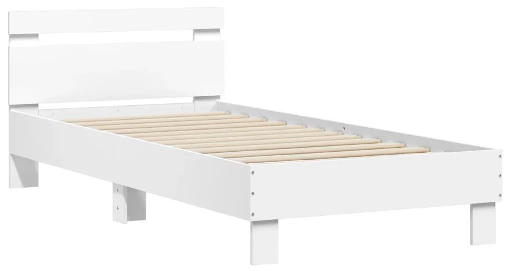 Estrutura de cama com cabeceira e luzes LED 90x200 cm branco