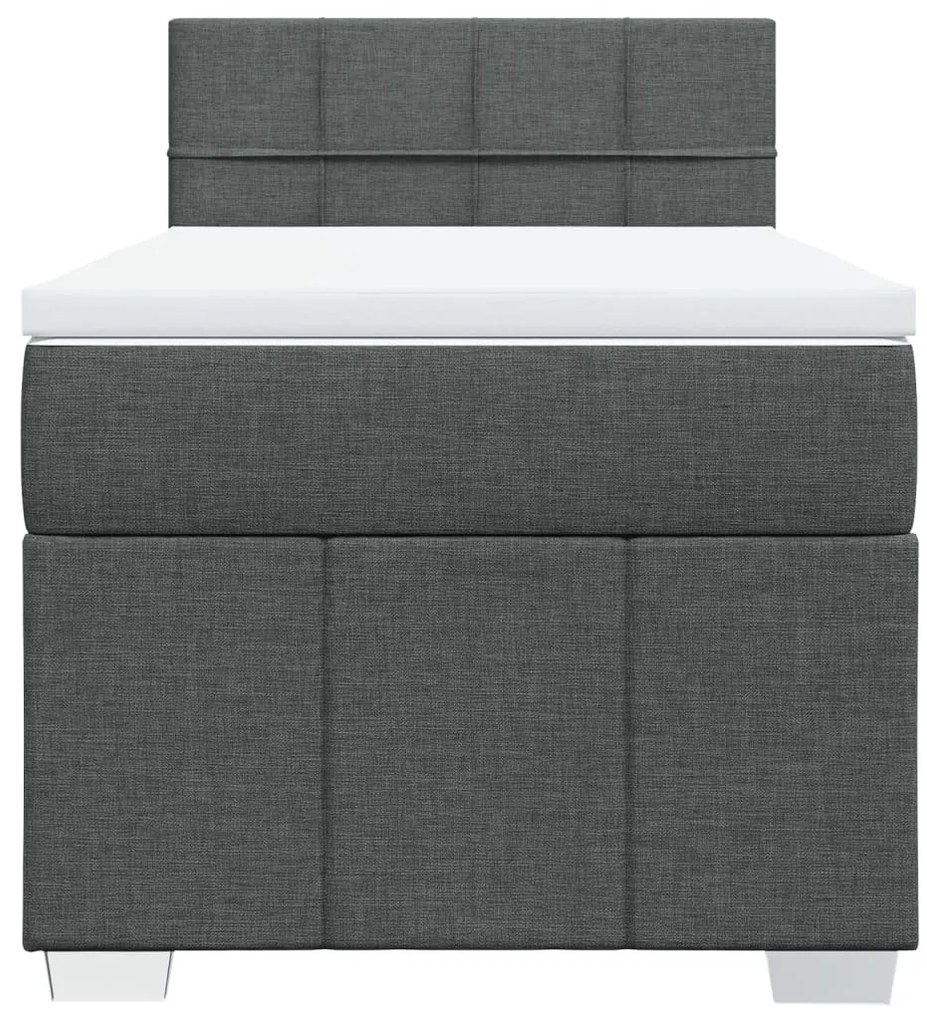 Cama com molas/colchão 90x190 cm tecido cinza-escuro