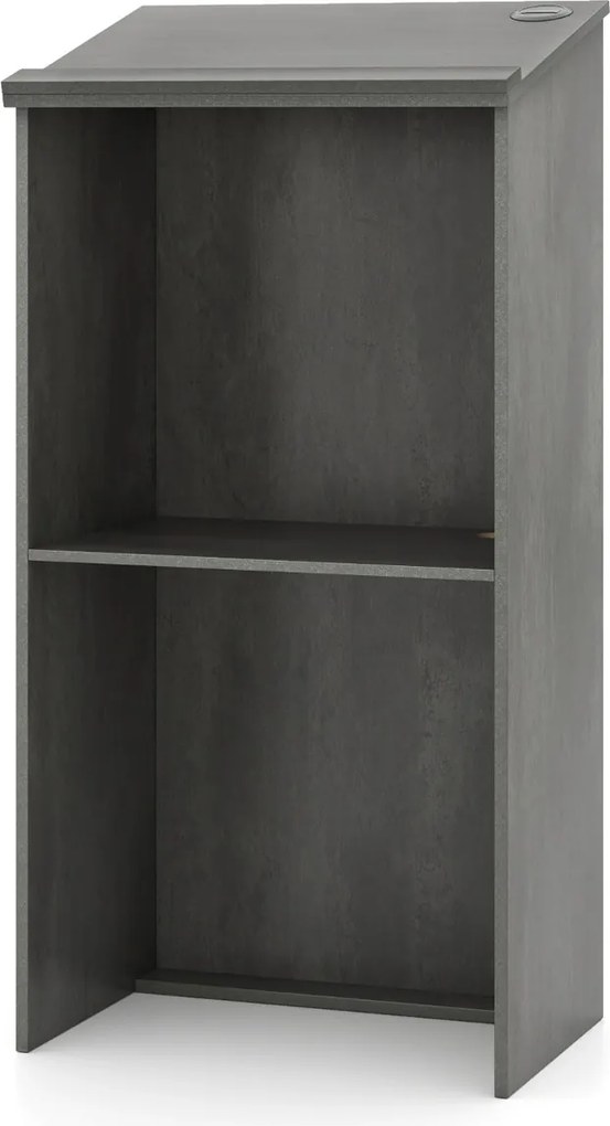 Suporte para pódio 58 x 40 x 116,5 cm com prateleira e orifícios para cabos Cinzento