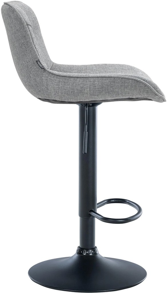 Banco alto em tecido com estrutura preta 85-106 x 49 x 51 cm cinzento