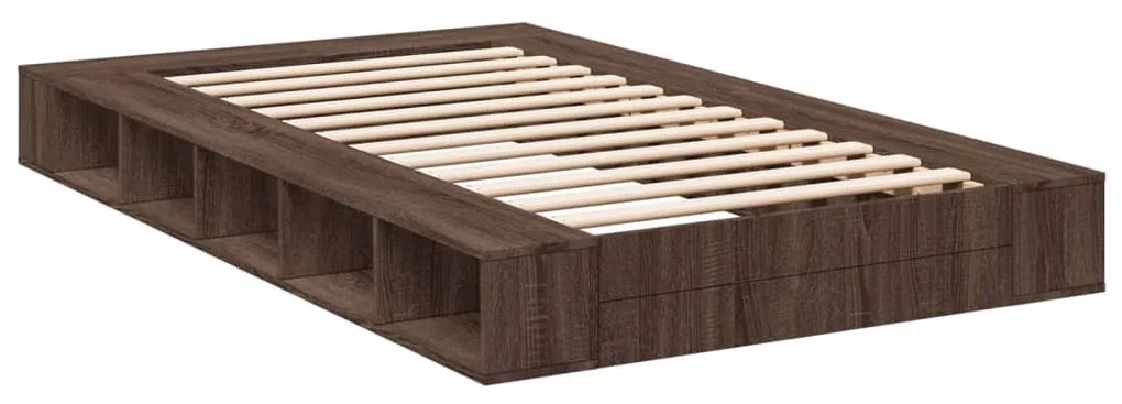 Estrutura de cama 135x190cm derivados madeira carvalho castanho
