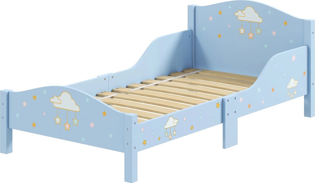 Cama Infantil, 146 x 76,5 x 54,5 cm (COLCHÃO NÃO INCLUIDO), Barreiras de Segurança Elevadas, Azul