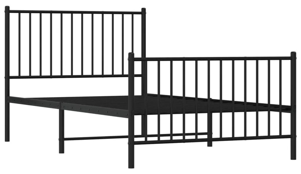 Estrutura de cama com cabeceira e pés 100x190 cm metal preto