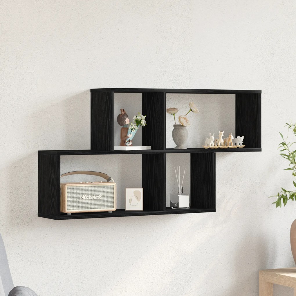 Armário de Parede de Carvalho Preto vidaXL 76x15x53 cm Feito de Madeira Engenharia