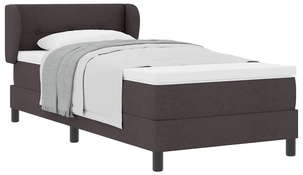 Cama Box Spring vidaXL com Colchão Marrom Escuro 100x200 cm em Tecido