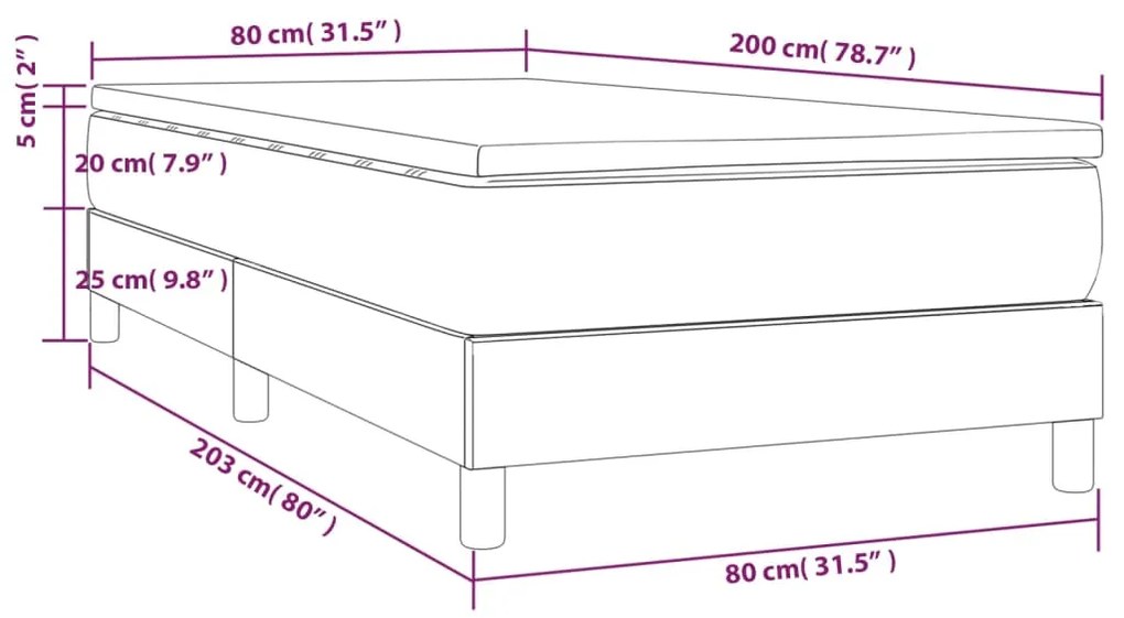 Cama com molas/colchão 80x200 cm tecido castanho-escuro