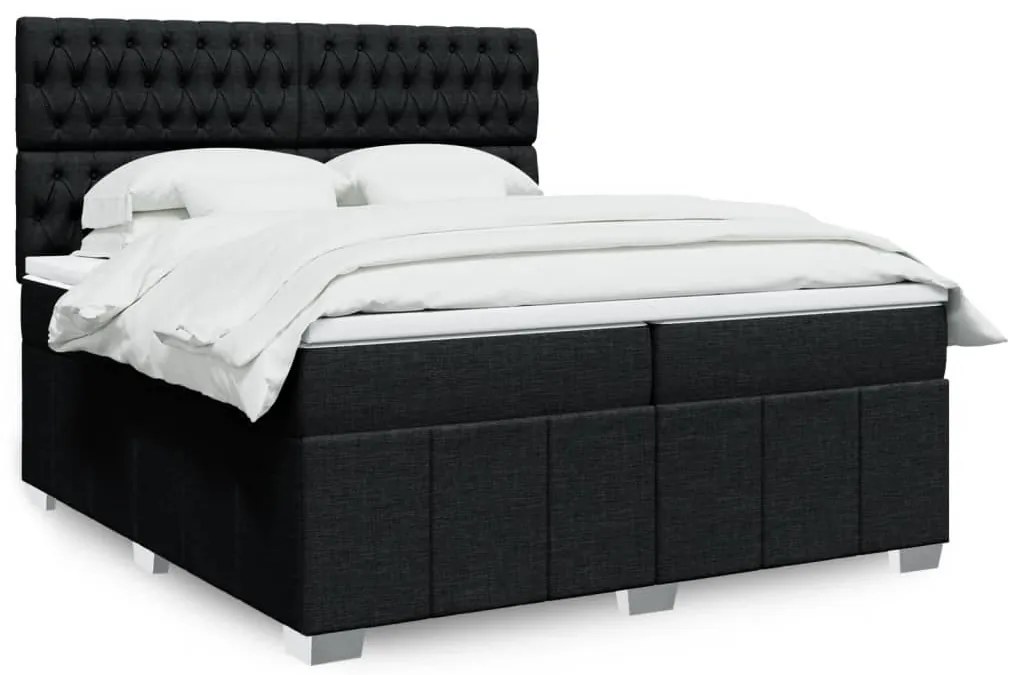 vidaXL Cama com molas/colchão 200x200 cm tecido preto