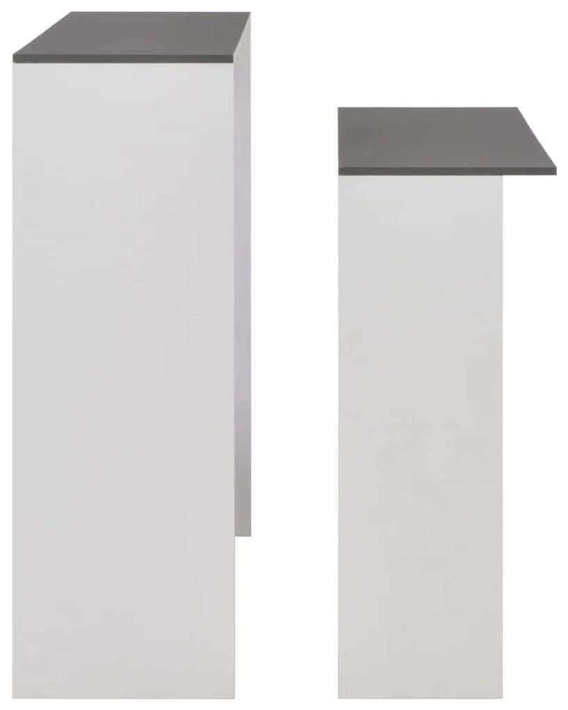 Mesa de bar com 2 tampos 130x40x120 cm branco e cinzento