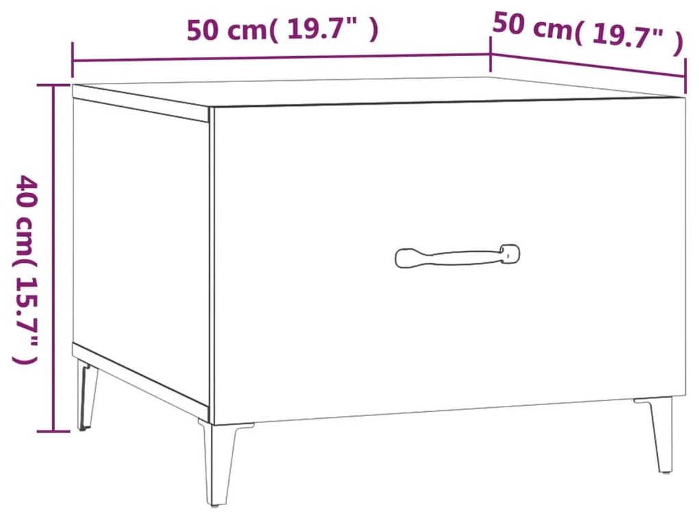 Mesa de centro com pernas de metal 50x50x40 cm cinzento-cimento