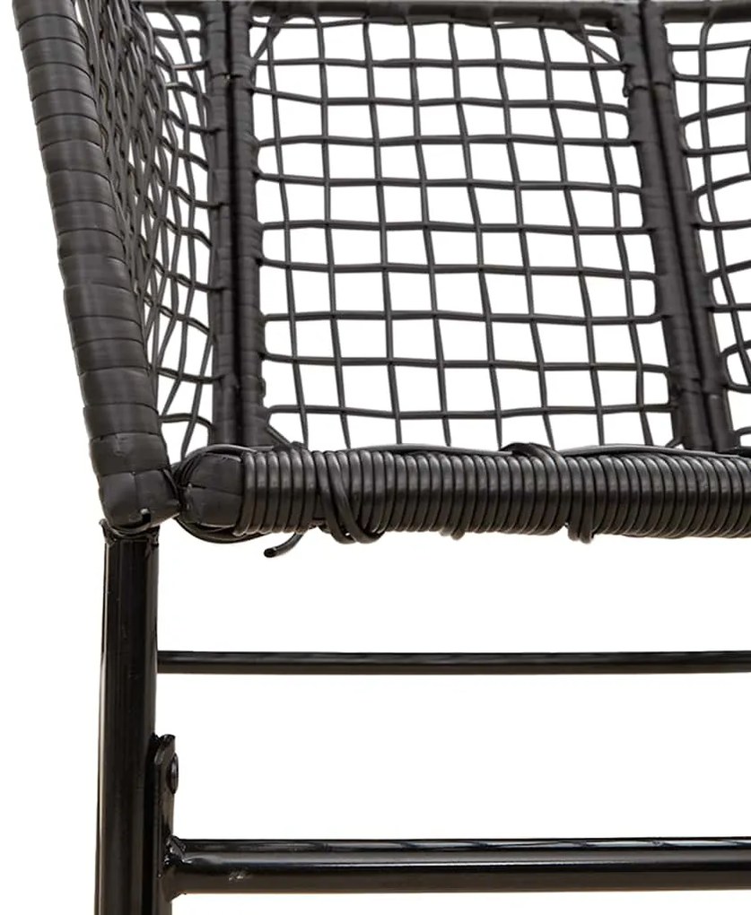 Conjunto de jantar jardim 5 peças vidro vime PE preto