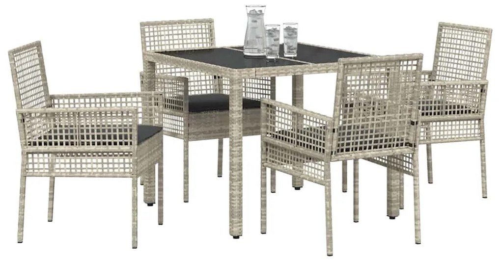 Conjunto de Jantar para Jardim 5 pcs Cinzento-claro