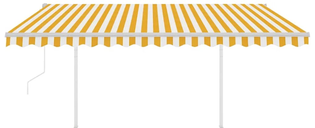 Toldo retrátil automático com postes 4x3 m amarelo e branco