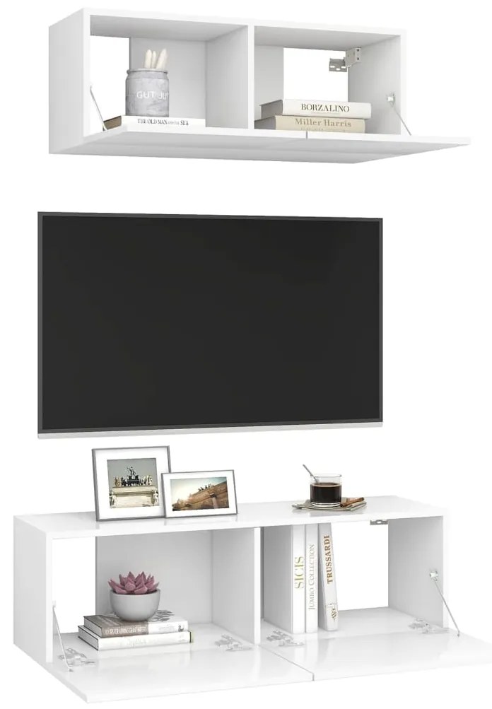 Móvel de TV de Parede Valqui de 2 Módulos L - Branco - Design Moderno