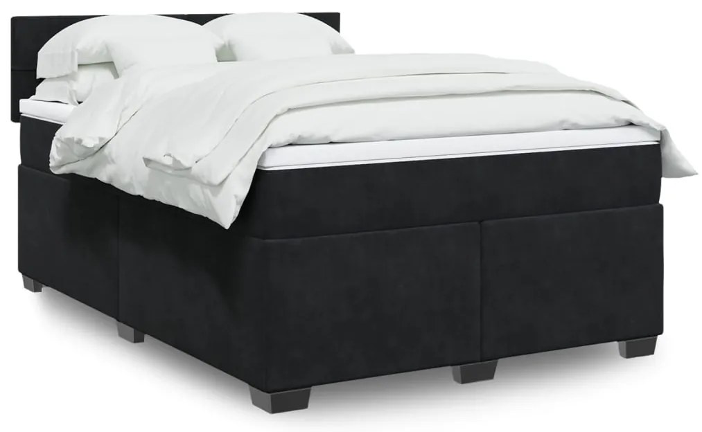 Cama com molas/colchão 140x200 cm veludo preto