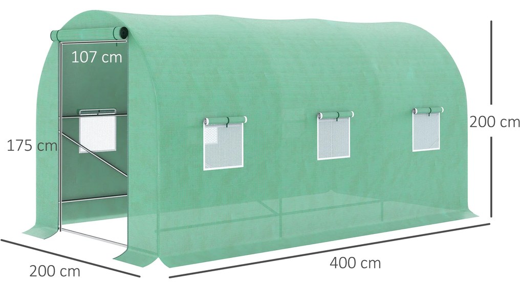 Estufa Tipo Túnel 400x200x200cm Estufa de Túnel com Portas Enroláveis