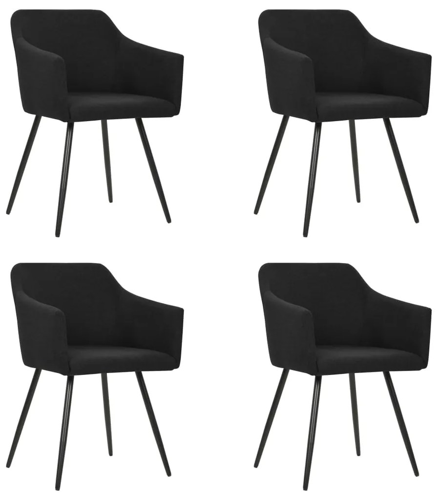 vidaXL Cadeiras de jantar 4 pcs tecido preto
