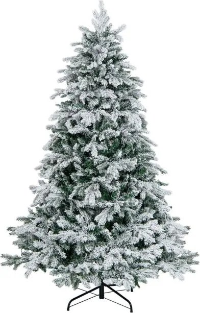 Árvore de Natal com neve de 180 cm com 1415 ramos, 260 luzes LED quentes e design articulado Verde
