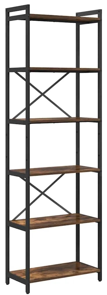 Estante Carvalho fumado 60 x 30 x 188 cm MDF e Aço