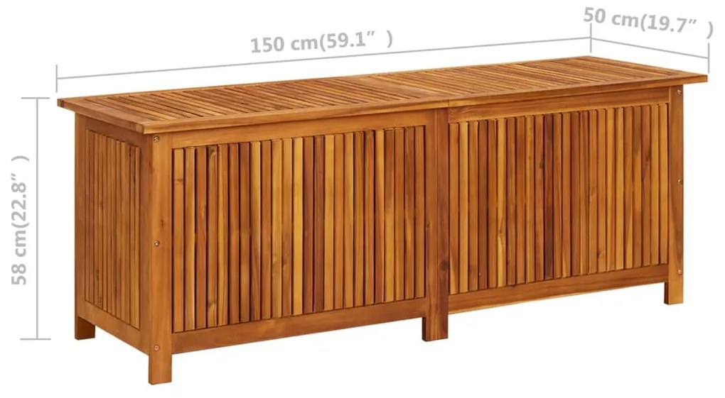 Caixa arrumação para jardim 150x50x58 cm madeira acácia maciça