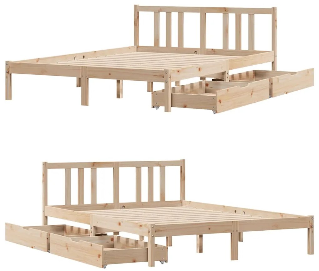 Cama sem colchão 135x190 cm madeira de pinho maciça