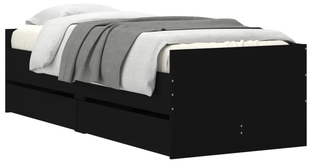 Estrutura de cama com gavetas 90x200 cm preto